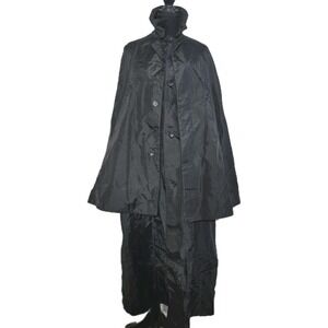 Vintage Scottish Inverness Rain Cape Coat Black Made in Scotland Clergy Pipers L